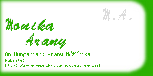 monika arany business card